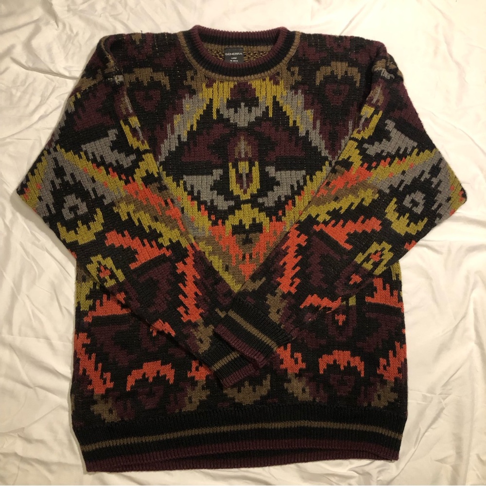 Vintage Genera Multi Color Patterned Sweater Size Large